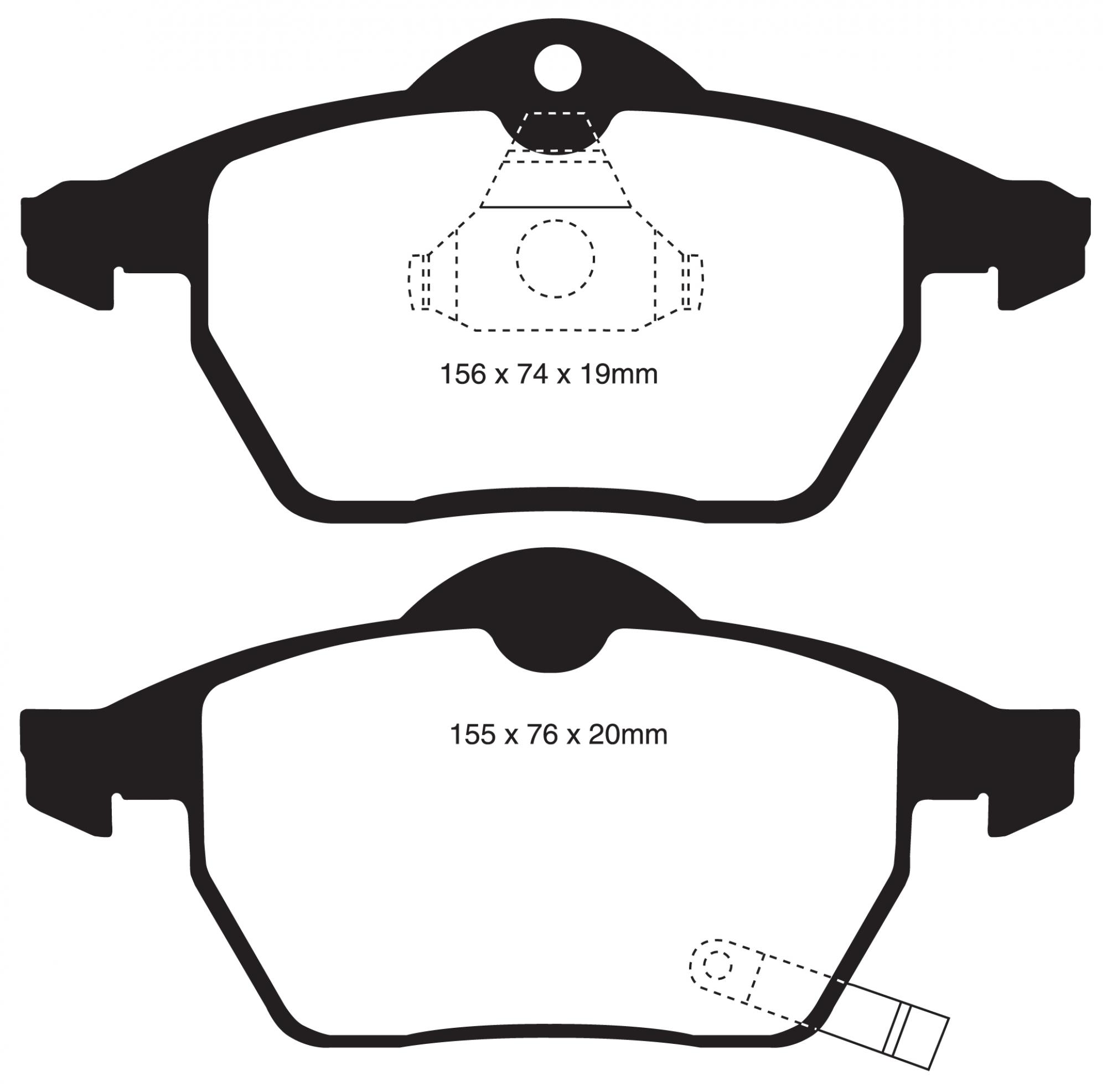 EBC 308 mm Yellowstuff front brake pads SAAB 9-5 2001-2010