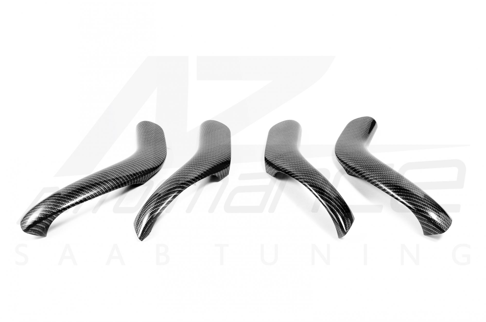 Shiny Carbon-Silver door grab handles SAAB 9-3 2003-2014