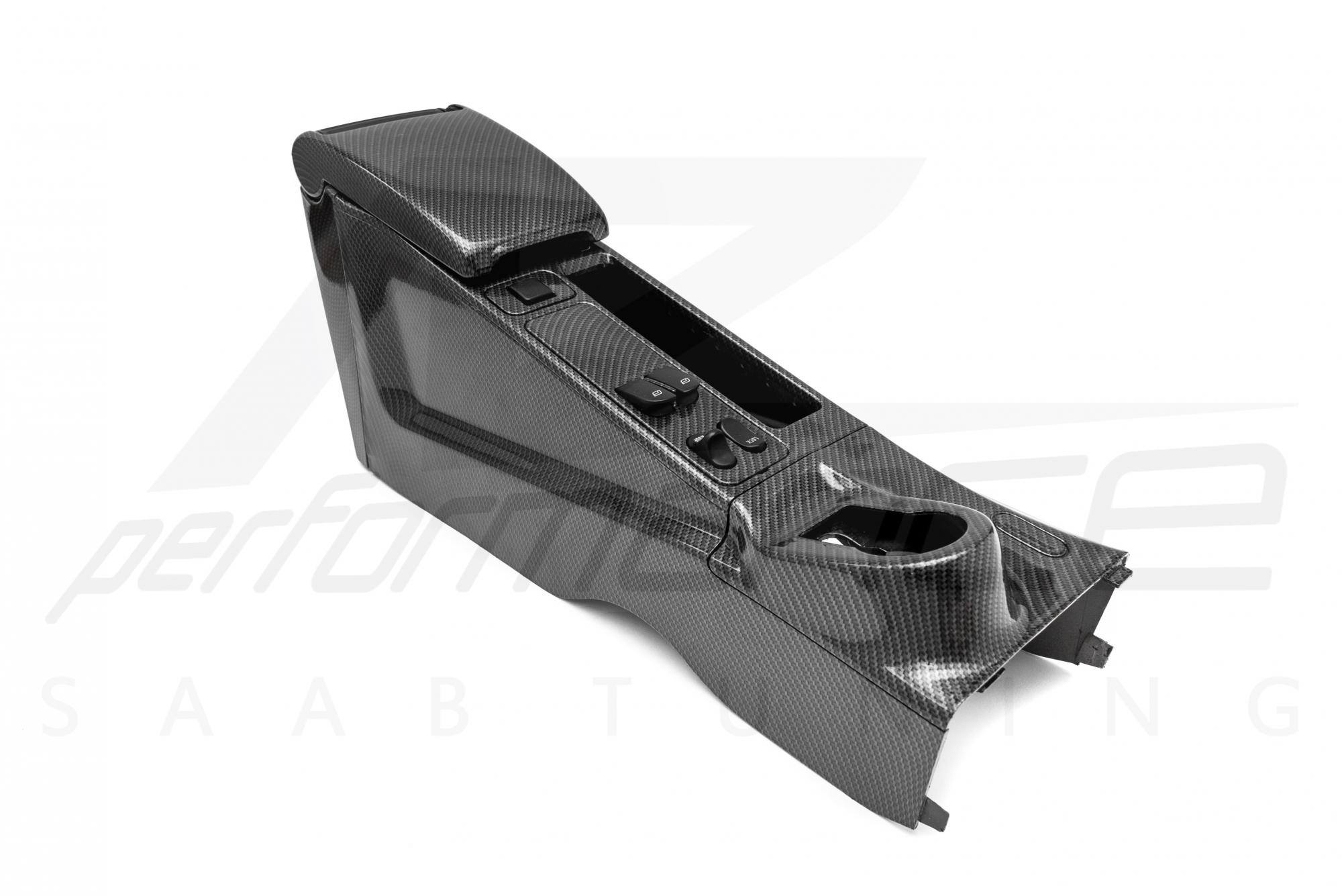 Shiny Carbon-Silver ignition center console with window switch SAAB 900 O9-3