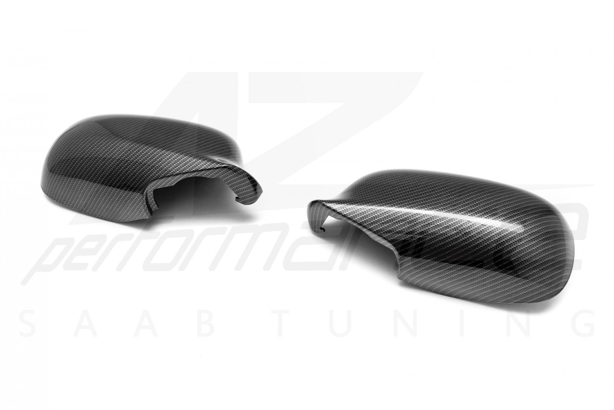 Carbon-Silver Mirror Caps pair SAAB 9-3 2003-2009