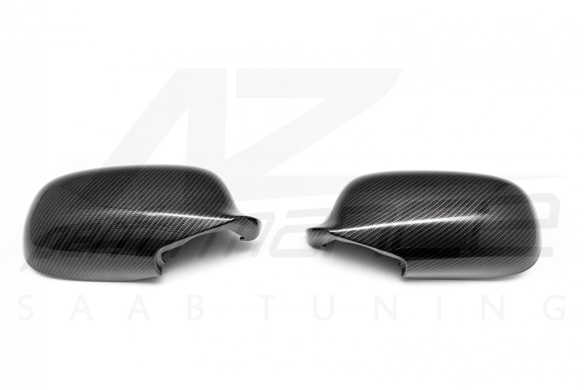 Carbon-Silver Mirror Caps pair SAAB 9-3 2003-2009