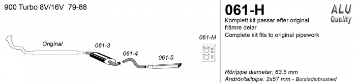 Simons 63mm Middle Back Exhaust System SAAB 900 Turbo 1987-1993