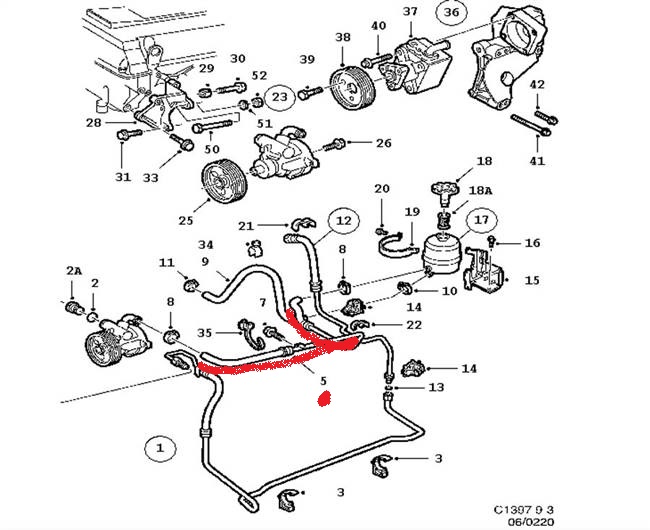 Gyári szervópumpa cső SAAB 9-3 2.0 2.3 benzin 1998-2002