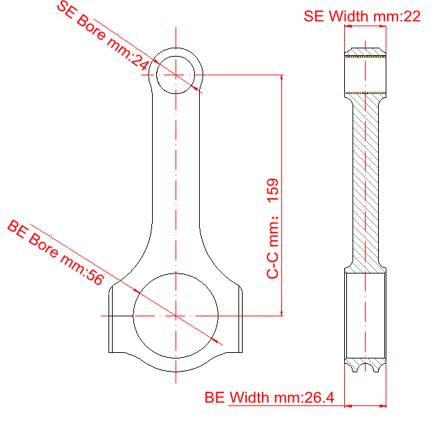 A-Zperformance Forged Connecting Rod Kit with ARP bolts SAAB 9‑3 9‑5 2.0 16V B205