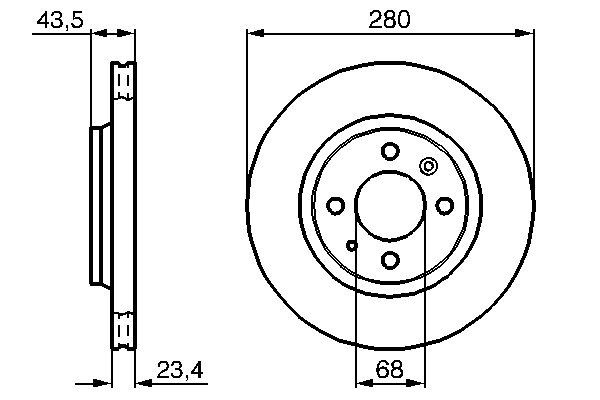 BOSCH Front Vented Brake Disc Pair SAAB 900 Classic 9000