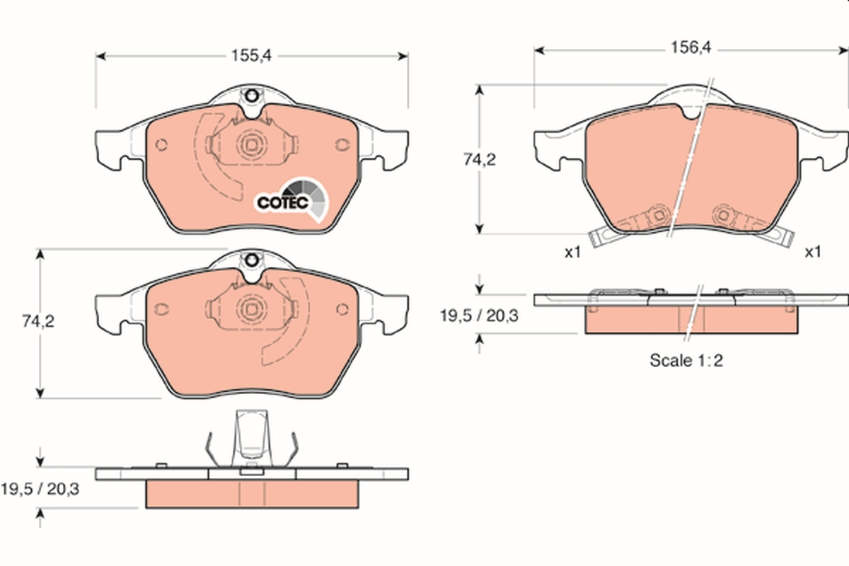 TRW GDB1567 front Brake Pad kit SAAB 9-3 II 314mm